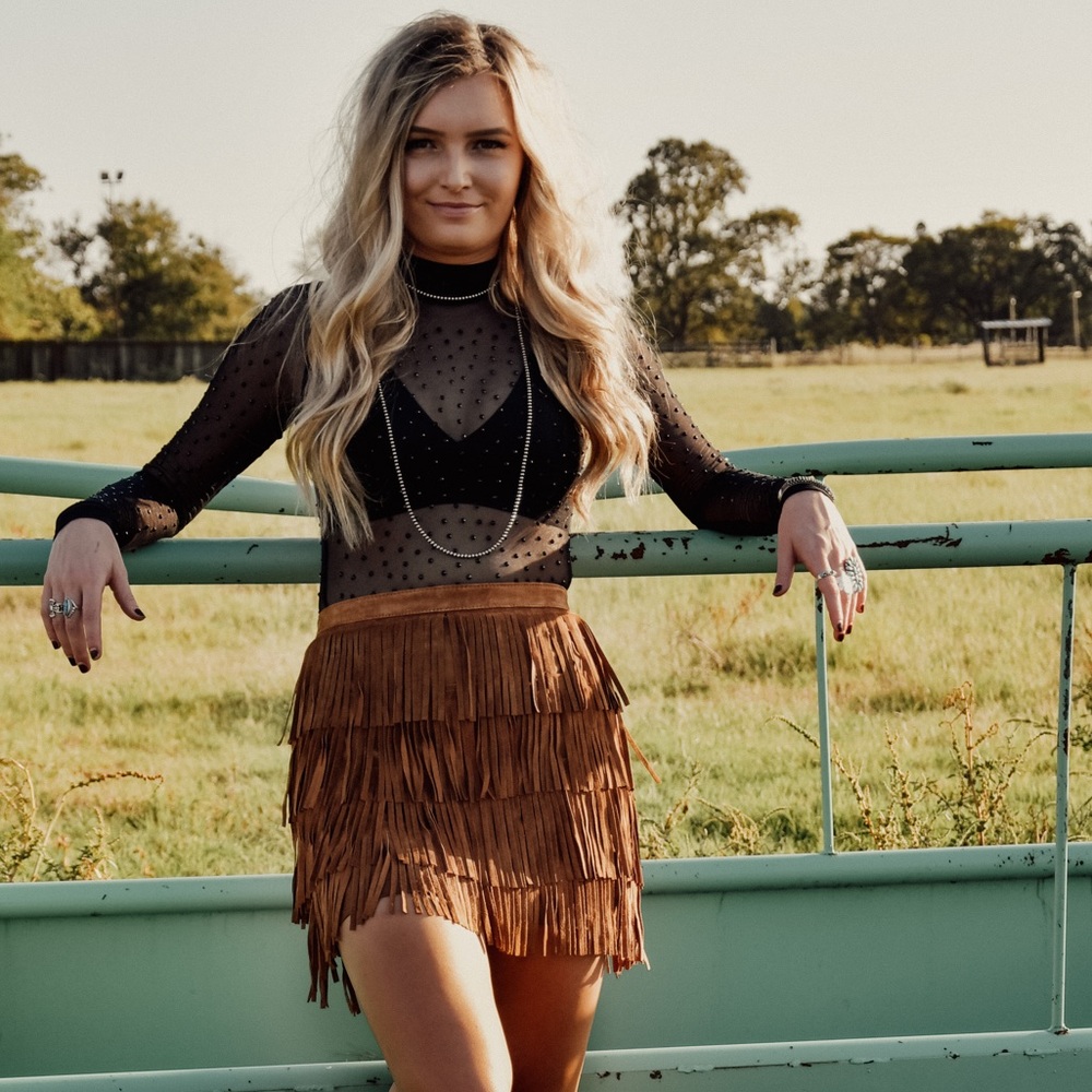 Zara Suede Fringe Skirt